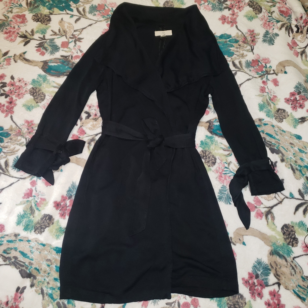 Thread & Supply Women Black Trench Wrap Up Coat